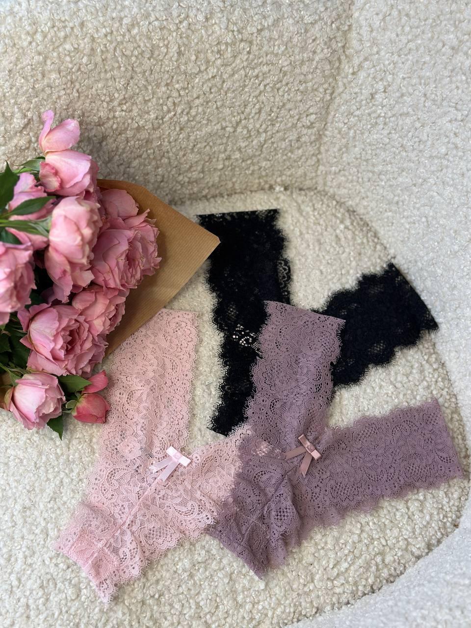 3-Pack Lace Panties Set – Soft One Size Fit with Cotton Gusset