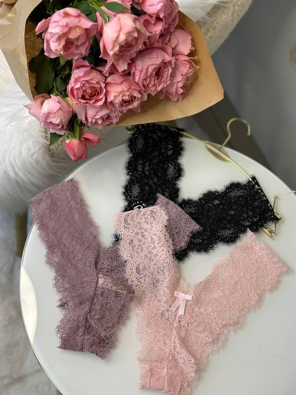 3-Pack Lace Panties Set – Soft One Size Fit with Cotton Gusset