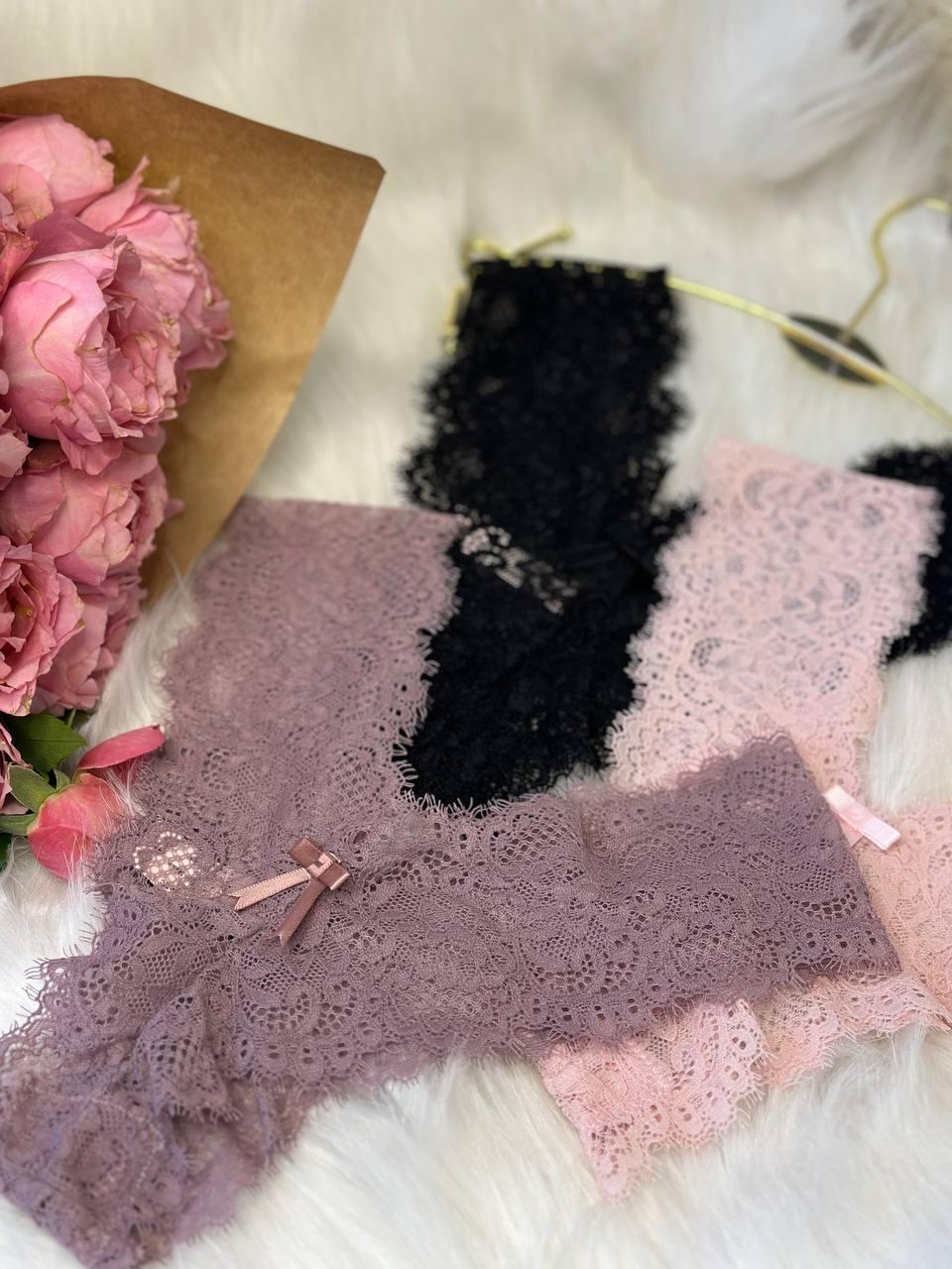 3-Pack Lace Panties Set – Soft One Size Fit with Cotton Gusset